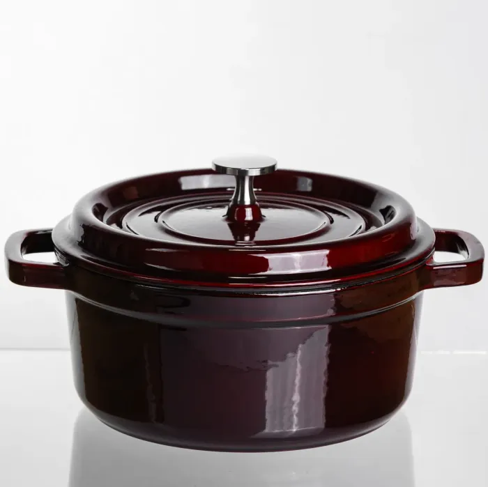 Кокотниця чавунна емальована 2,5 л, бургунді Yiwu HP-FLG-9 burgundy (HP-FLG-9 burgundy) - зображення 1