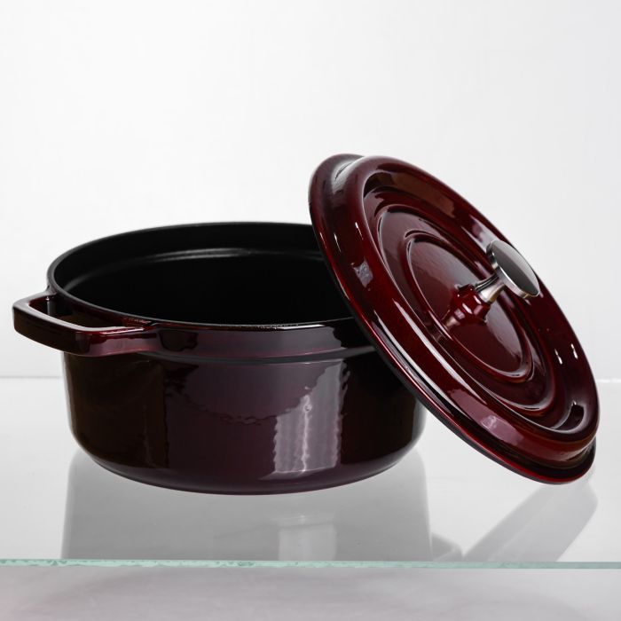 Кокотниця чавунна емальована 2,5 л, бургунді Yiwu HP-FLG-9 burgundy (HP-FLG-9 burgundy) - изображение 3