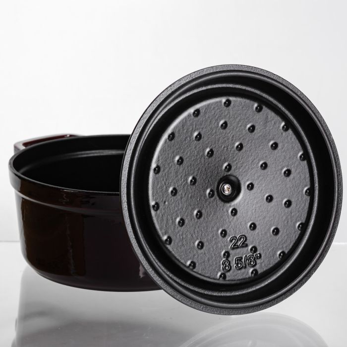 Кокотниця чавунна емальована 2,5 л, бургунді Yiwu HP-FLG-9 burgundy (HP-FLG-9 burgundy) - изображение 4