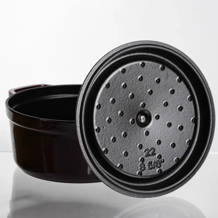 Кокотниця чавунна емальована 2,5 л, бургунді Yiwu HP-FLG-9 burgundy (HP-FLG-9 burgundy) - зображення 4