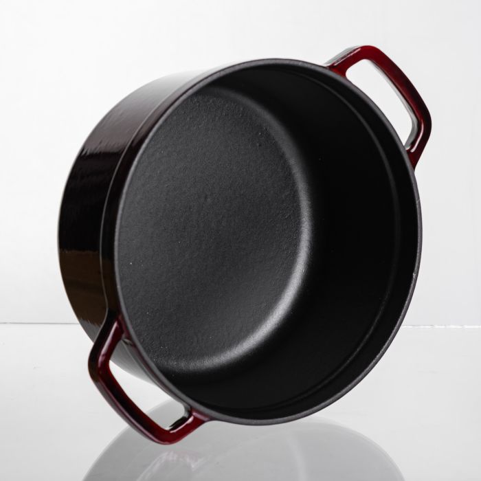Кокотниця чавунна емальована 2,5 л, бургунді Yiwu HP-FLG-9 burgundy (HP-FLG-9 burgundy) - изображение 5
