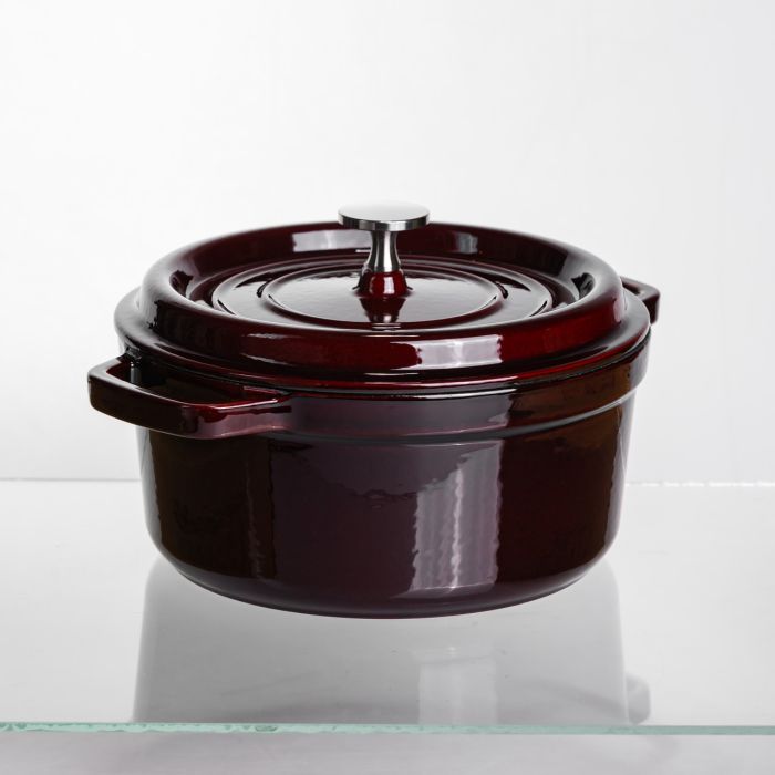 Кокотниця чавунна емальована 2,5 л, бургунді Yiwu HP-FLG-9 burgundy (HP-FLG-9 burgundy) - изображение 6