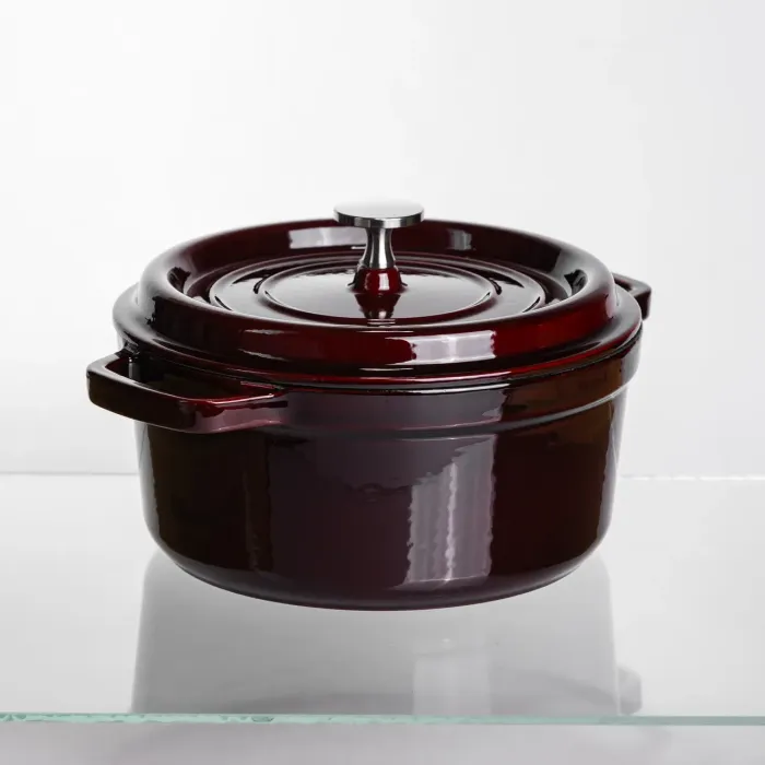 Кокотниця чавунна емальована 2,5 л, бургунді Yiwu HP-FLG-9 burgundy (HP-FLG-9 burgundy) - зображення 6