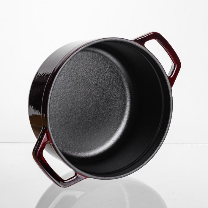 Кокотниця чавунна емальована 2 л, бургунді Yiwu HP-FLG-8 burgundy (HP-FLG-8 burgundy) - изображение 5