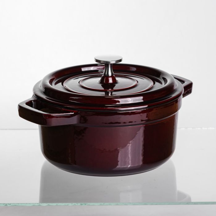 Кокотниця чавунна емальована 2 л, бургунді Yiwu HP-FLG-8 burgundy (HP-FLG-8 burgundy) - изображение 6