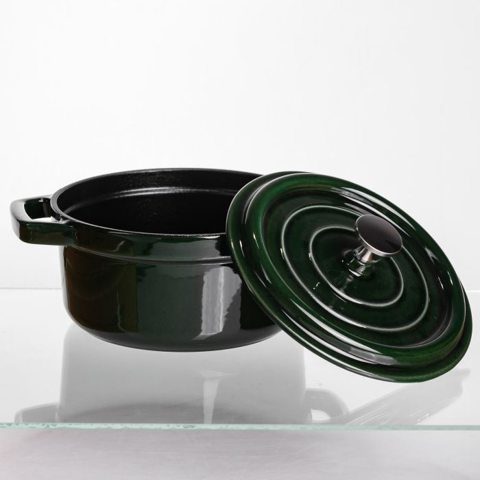 Кокотниця чавунна емальована 2 л, малахіт Yiwu HP-FLG-8 green (HP-FLG-8 green) - изображение 3