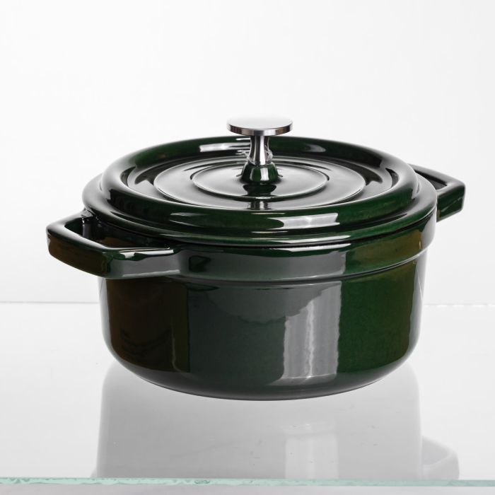 Кокотниця чавунна емальована 2 л, малахіт Yiwu HP-FLG-8 green (HP-FLG-8 green) - изображение 6