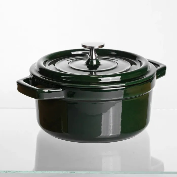 Кокотниця чавунна емальована 2 л, малахіт Yiwu HP-FLG-8 green (HP-FLG-8 green) - зображення 6