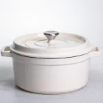 Кокотниця чавунна емальована 4,5 л, бежевий Yiwu HP-FLG-4 WHITE (HP-FLG-4 WHITE)