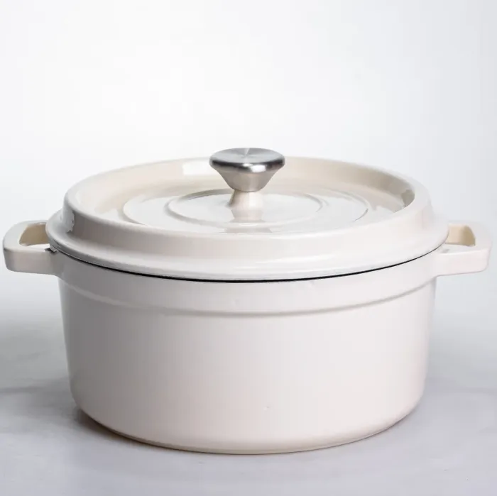 Кокотниця чавунна емальована 4,5 л, бежевий Yiwu HP-FLG-4 WHITE (HP-FLG-4 WHITE) - зображення 1