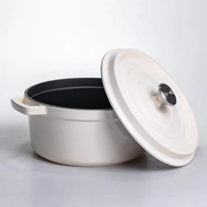 Кокотниця чавунна емальована 4,5 л, бежевий Yiwu HP-FLG-4 WHITE (HP-FLG-4 WHITE) - зображення 3