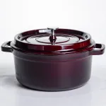 Кокотниця чавунна емальована 4,5 л, бургунді Yiwu HP-FLG-11 burgundy (HP-FLG-11 burgundy)
