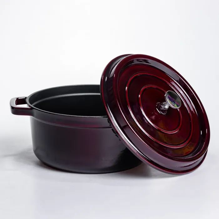 Кокотниця чавунна емальована 4,5 л, бургунді Yiwu HP-FLG-11 burgundy (HP-FLG-11 burgundy) - изображение 3