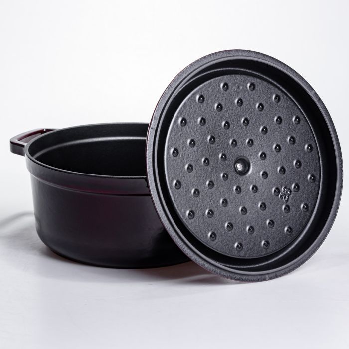 Кокотниця чавунна емальована 4,5 л, бургунді Yiwu HP-FLG-11 burgundy (HP-FLG-11 burgundy) - изображение 4