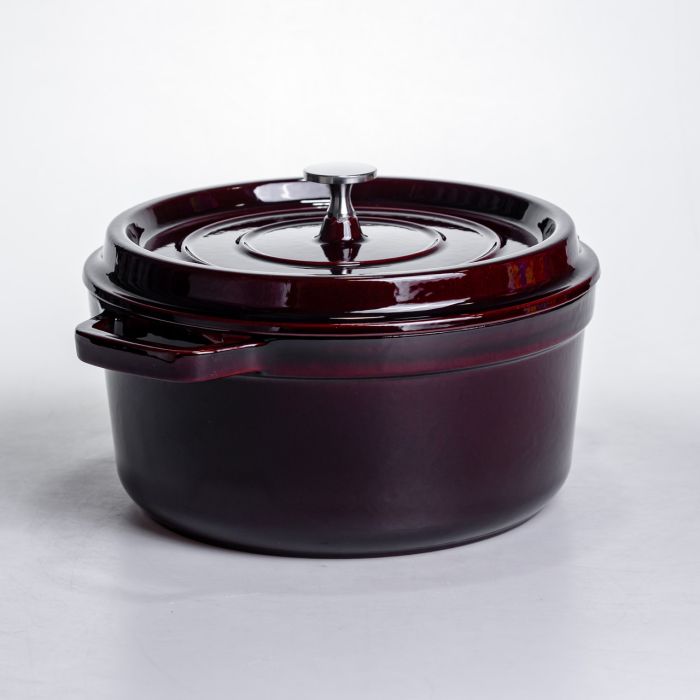 Кокотниця чавунна емальована 4,5 л, бургунді Yiwu HP-FLG-11 burgundy (HP-FLG-11 burgundy) - изображение 6