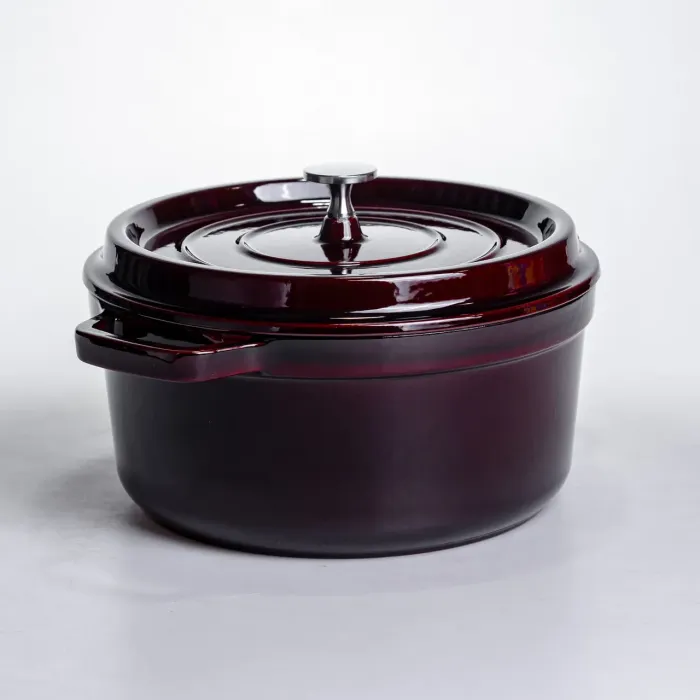 Кокотниця чавунна емальована 4,5 л, бургунді Yiwu HP-FLG-11 burgundy (HP-FLG-11 burgundy) - изображение 6