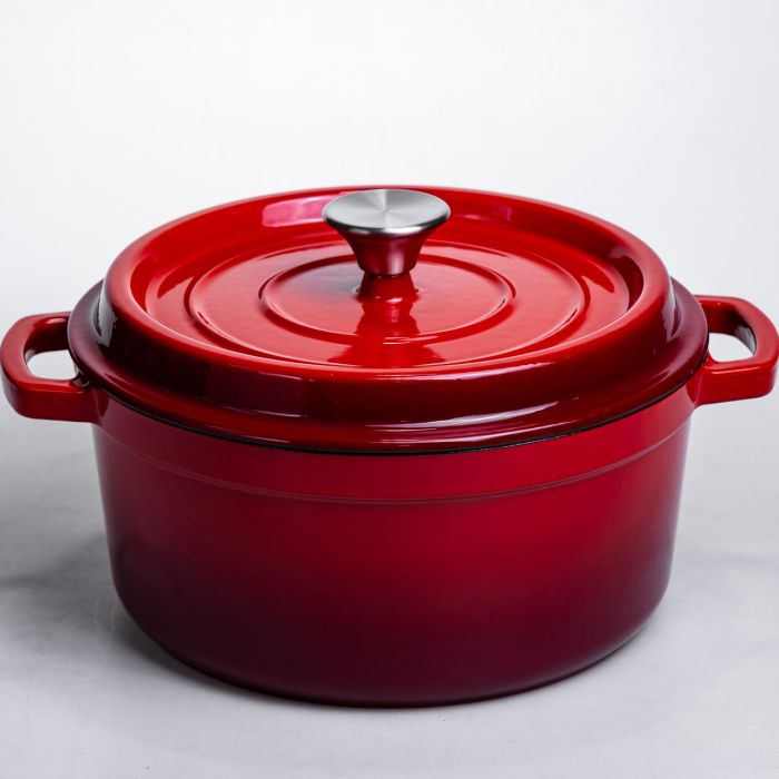 Кокотниця чавунна емальована 4,5 л, червоний Yiwu HP-FLG-4 RED (HP-FLG-4 RED) - изображение 1