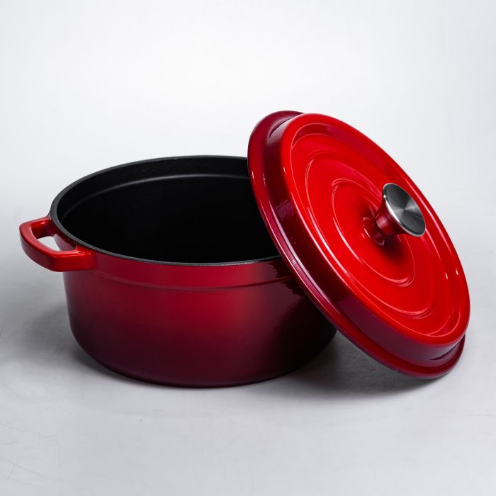 Кокотниця чавунна емальована 4,5 л, червоний Yiwu HP-FLG-4 RED (HP-FLG-4 RED) - изображение 3