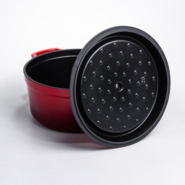 Кокотниця чавунна емальована 4,5 л, червоний Yiwu HP-FLG-4 RED (HP-FLG-4 RED) - изображение 4