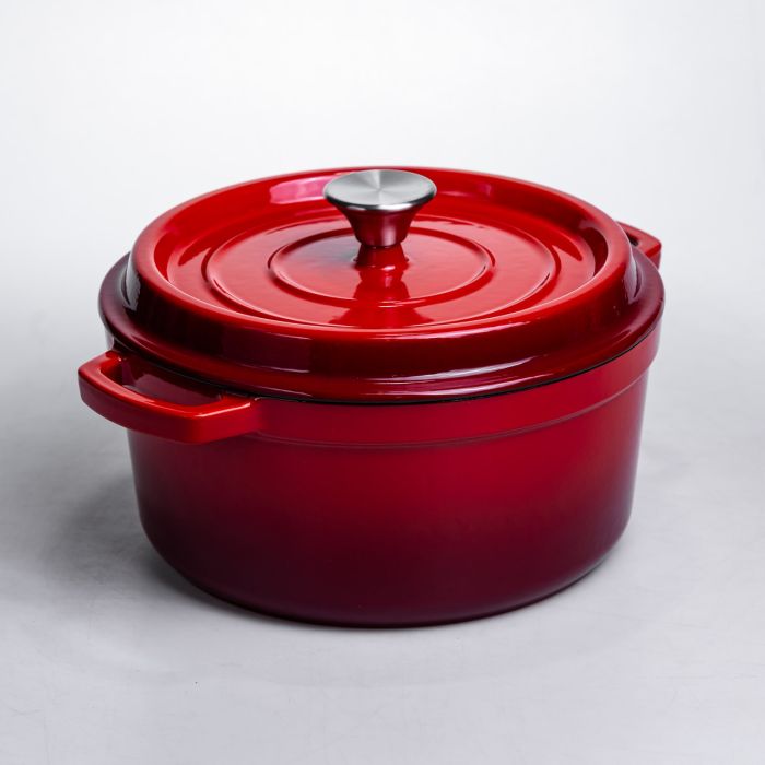 Кокотниця чавунна емальована 4,5 л, червоний Yiwu HP-FLG-4 RED (HP-FLG-4 RED) - изображение 6