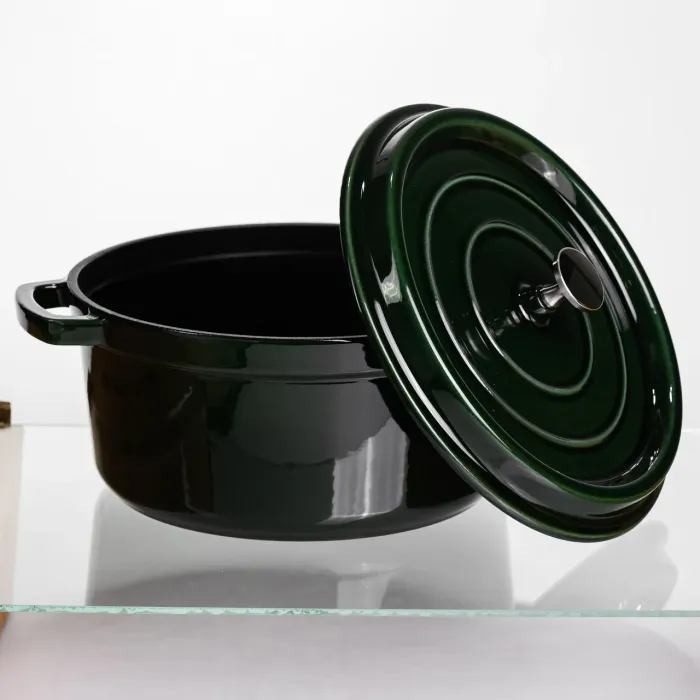 Кокотниця чавунна емальована 4,5 л, малахіт Yiwu HP-FLG-11 green (HP-FLG-11 green) - изображение 3