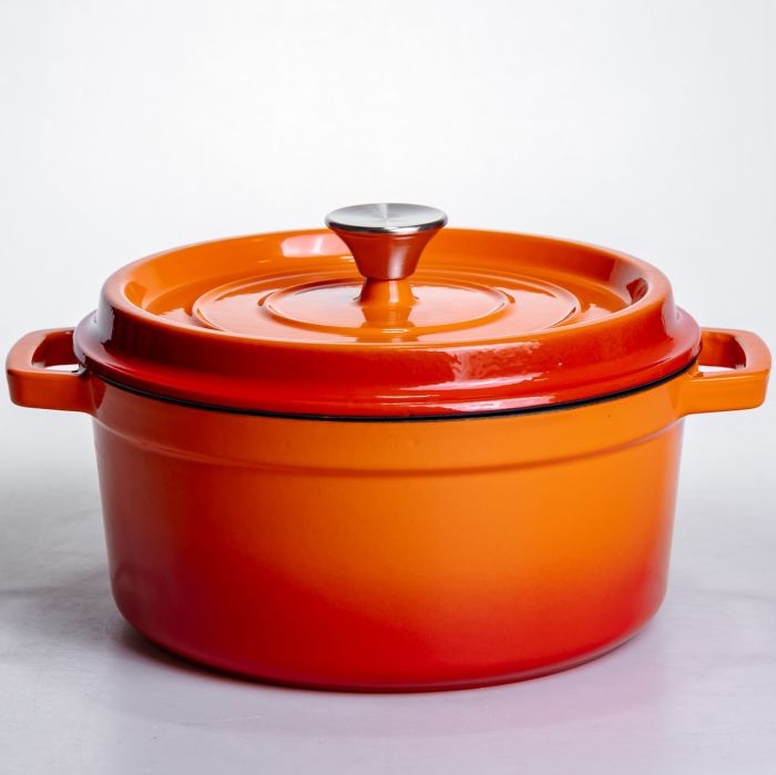 Кокотниця чавунна емальована 4,5 л, помаранчевий Yiwu HP-FLG-4 ORANGE (HP-FLG-4 ORANGE) - изображение 1