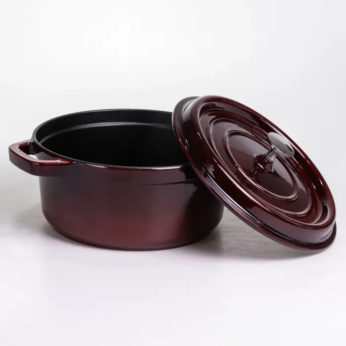 Кокотниця чавунна емальована 4 л, бургунді Yiwu HP-FLG-10 burgundy (HP-FLG-10 burgundy) - зображення 3