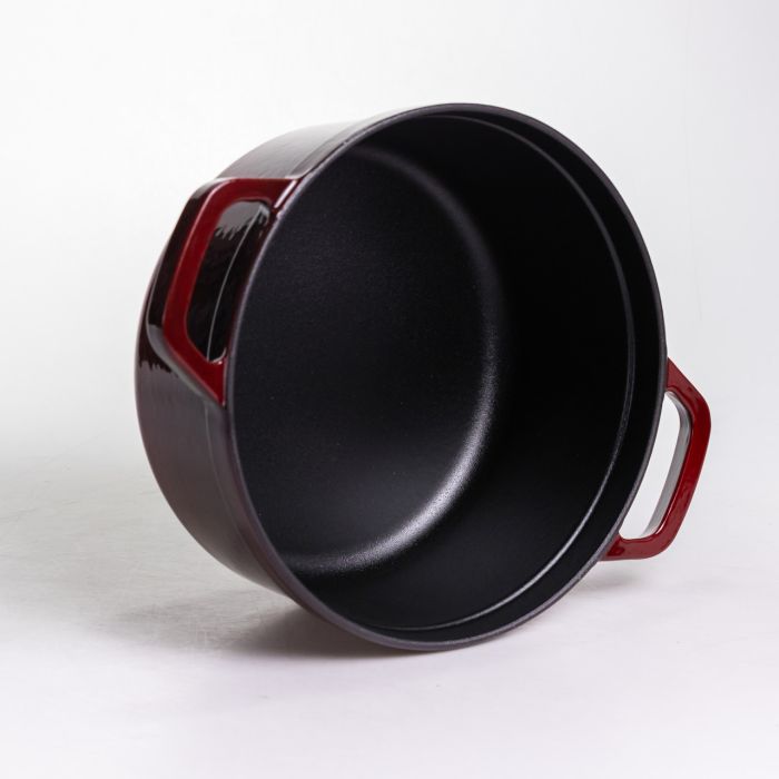 Кокотниця чавунна емальована 4 л, бургунді Yiwu HP-FLG-10 burgundy (HP-FLG-10 burgundy) - изображение 5