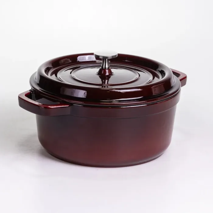 Кокотниця чавунна емальована 4 л, бургунді Yiwu HP-FLG-10 burgundy (HP-FLG-10 burgundy) - зображення 6