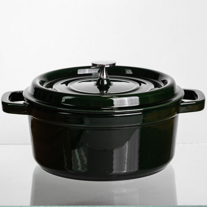 Кокотниця чавунна емальована 4 л, малахіт Yiwu HP-FLG-10 green (HP-FLG-10 green) - изображение 1