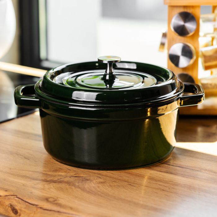 Кокотниця чавунна емальована 4 л, малахіт Yiwu HP-FLG-10 green (HP-FLG-10 green) - изображение 2