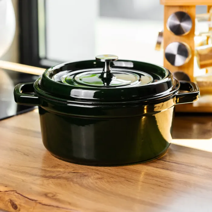 Кокотниця чавунна емальована 4 л, малахіт Yiwu HP-FLG-10 green (HP-FLG-10 green) - изображение 2