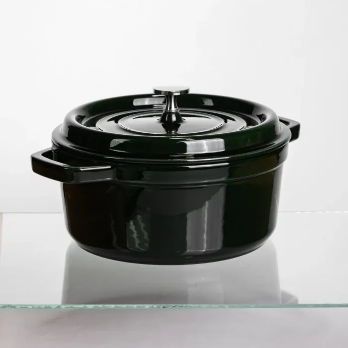 Кокотниця чавунна емальована 4 л, малахіт Yiwu HP-FLG-10 green (HP-FLG-10 green) - изображение 6