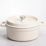 Кокотниця чавунна емальована 5,5 л, бежевий Yiwu HP-FLG-5 WHITE (HP-FLG-5 WHITE)