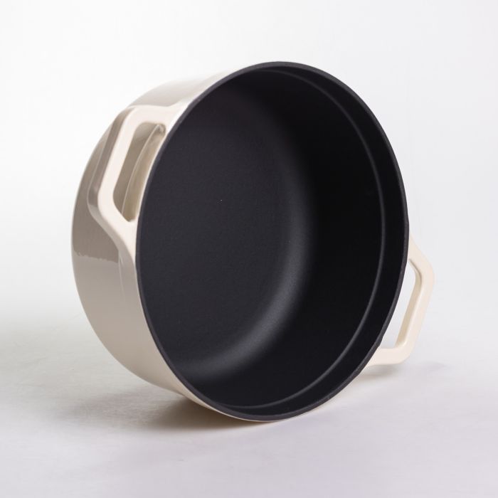 Кокотниця чавунна емальована 5,5 л, бежевий Yiwu HP-FLG-5 WHITE (HP-FLG-5 WHITE) - изображение 5
