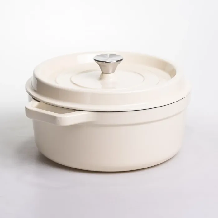 Кокотниця чавунна емальована 5,5 л, бежевий Yiwu HP-FLG-5 WHITE (HP-FLG-5 WHITE) - изображение 6