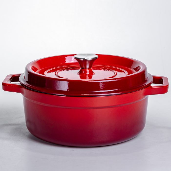 Кокотниця чавунна емальована 5,5 л, червоний Yiwu HP-FLG-5 RED (HP-FLG-5 RED) - изображение 1