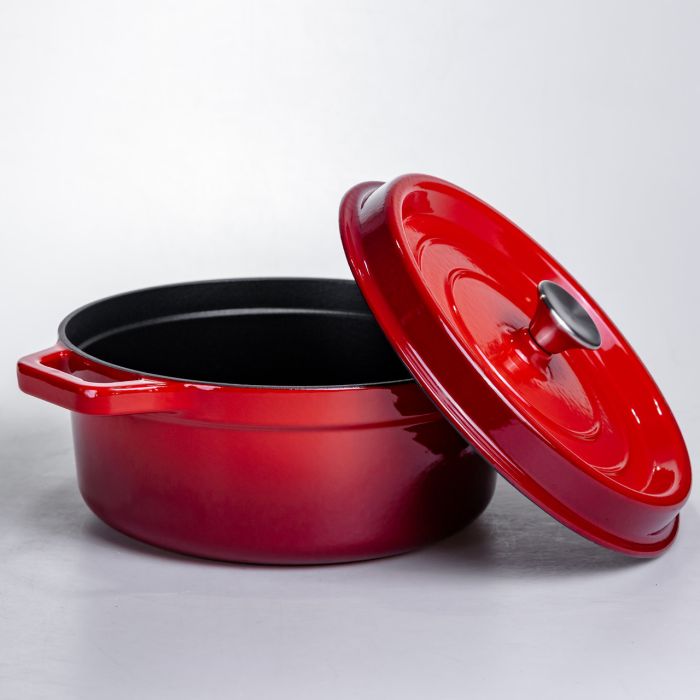 Кокотниця чавунна емальована 5,5 л, червоний Yiwu HP-FLG-5 RED (HP-FLG-5 RED) - изображение 3