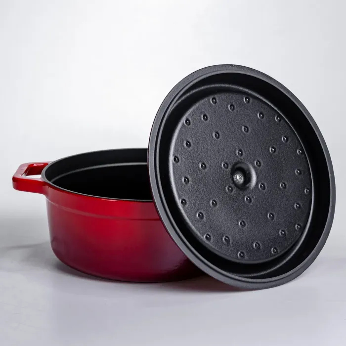 Кокотниця чавунна емальована 5,5 л, червоний Yiwu HP-FLG-5 RED (HP-FLG-5 RED) - зображення 4