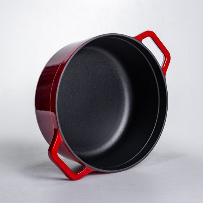 Кокотниця чавунна емальована 5,5 л, червоний Yiwu HP-FLG-5 RED (HP-FLG-5 RED) - изображение 5