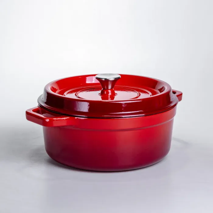 Кокотниця чавунна емальована 5,5 л, червоний Yiwu HP-FLG-5 RED (HP-FLG-5 RED) - зображення 6