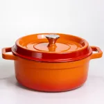 Кокотниця чавунна емальована 5,5 л, помаранчевий Yiwu HP-FLG-5 ORANGE (HP-FLG-5 ORANGE)
