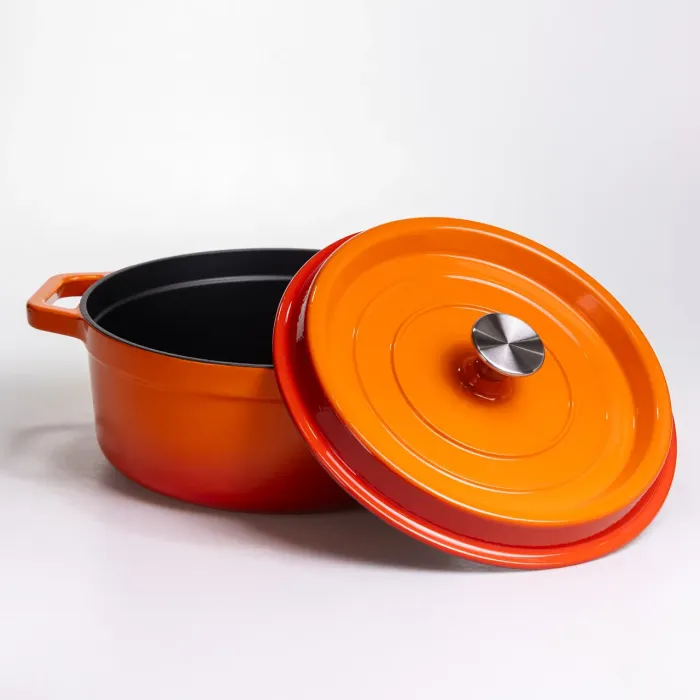 Кокотниця чавунна емальована 5,5 л, помаранчевий Yiwu HP-FLG-5 ORANGE (HP-FLG-5 ORANGE) - зображення 3