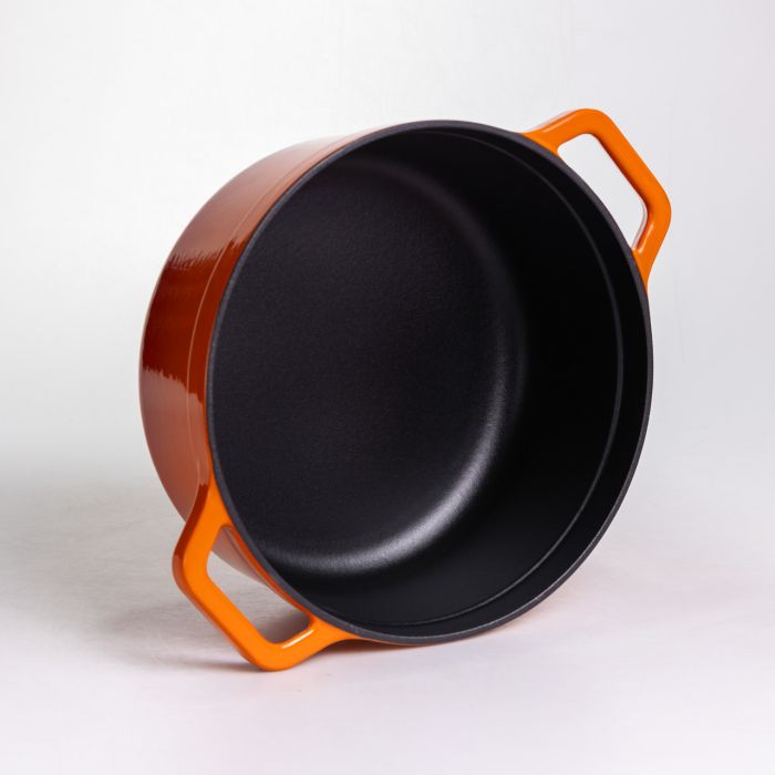 Кокотниця чавунна емальована 5,5 л, помаранчевий Yiwu HP-FLG-5 ORANGE (HP-FLG-5 ORANGE) - изображение 5