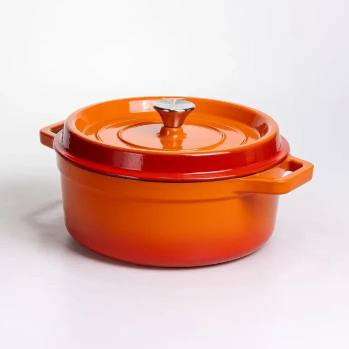 Кокотниця чавунна емальована 5,5 л, помаранчевий Yiwu HP-FLG-5 ORANGE (HP-FLG-5 ORANGE) - зображення 6