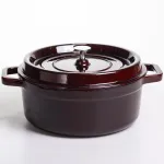 Кокотниця чавунна емальована 6,5 л, бургунді Yiwu HP-FLG-12 burgundy (HP-FLG-12 burgundy)