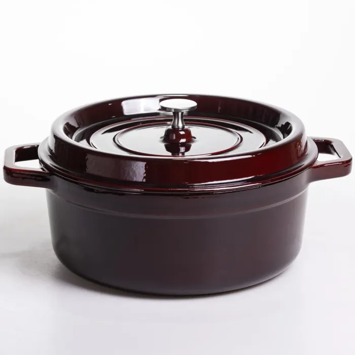 Кокотниця чавунна емальована 6,5 л, бургунді Yiwu HP-FLG-12 burgundy (HP-FLG-12 burgundy) - зображення 1