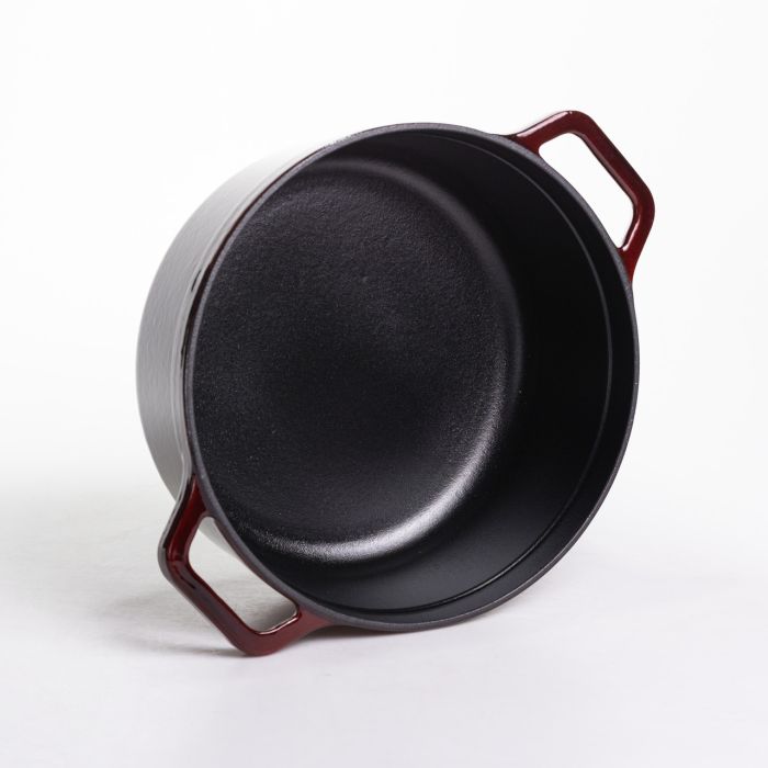 Кокотниця чавунна емальована 6,5 л, бургунді Yiwu HP-FLG-12 burgundy (HP-FLG-12 burgundy) - изображение 5