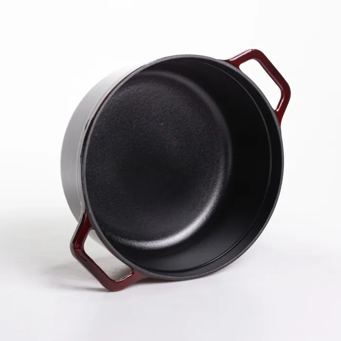 Кокотниця чавунна емальована 6,5 л, бургунді Yiwu HP-FLG-12 burgundy (HP-FLG-12 burgundy) - зображення 5