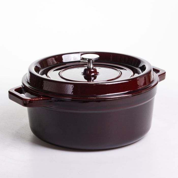 Кокотниця чавунна емальована 6,5 л, бургунді Yiwu HP-FLG-12 burgundy (HP-FLG-12 burgundy) - изображение 6